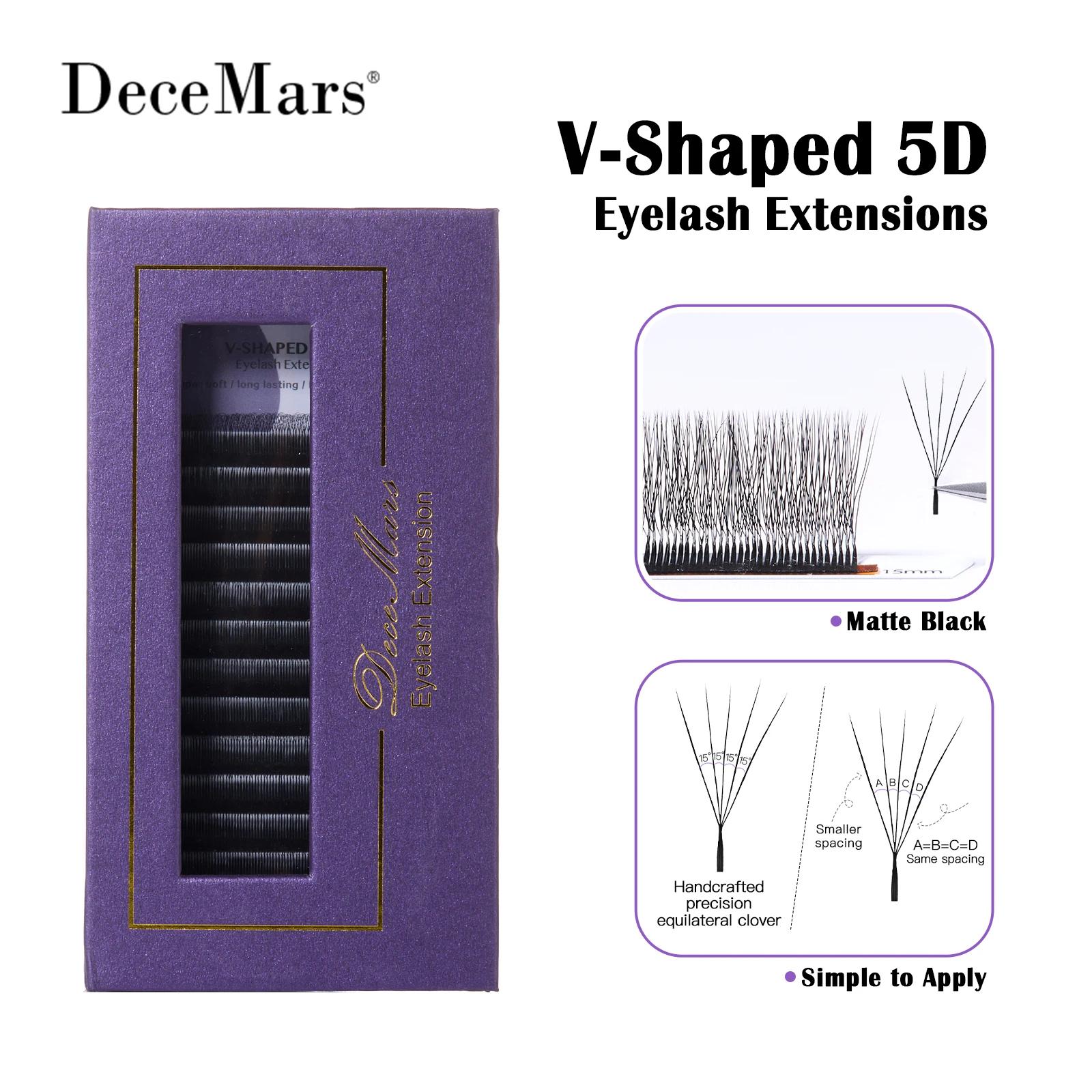 DeceMars extensions de cils 5D en forme de V noir mat 12 rangées/plateau pour le maquillage
