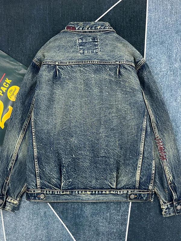 Veste Cargo en Denim lourd pour hommes, rétro américain, mode 100% coton lavé, vieux multi-poches, v