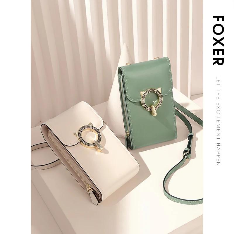 FOXER marque sac de téléphone portable en cuir fendu sac à bandoulière pour femme 2025 mode léger lu