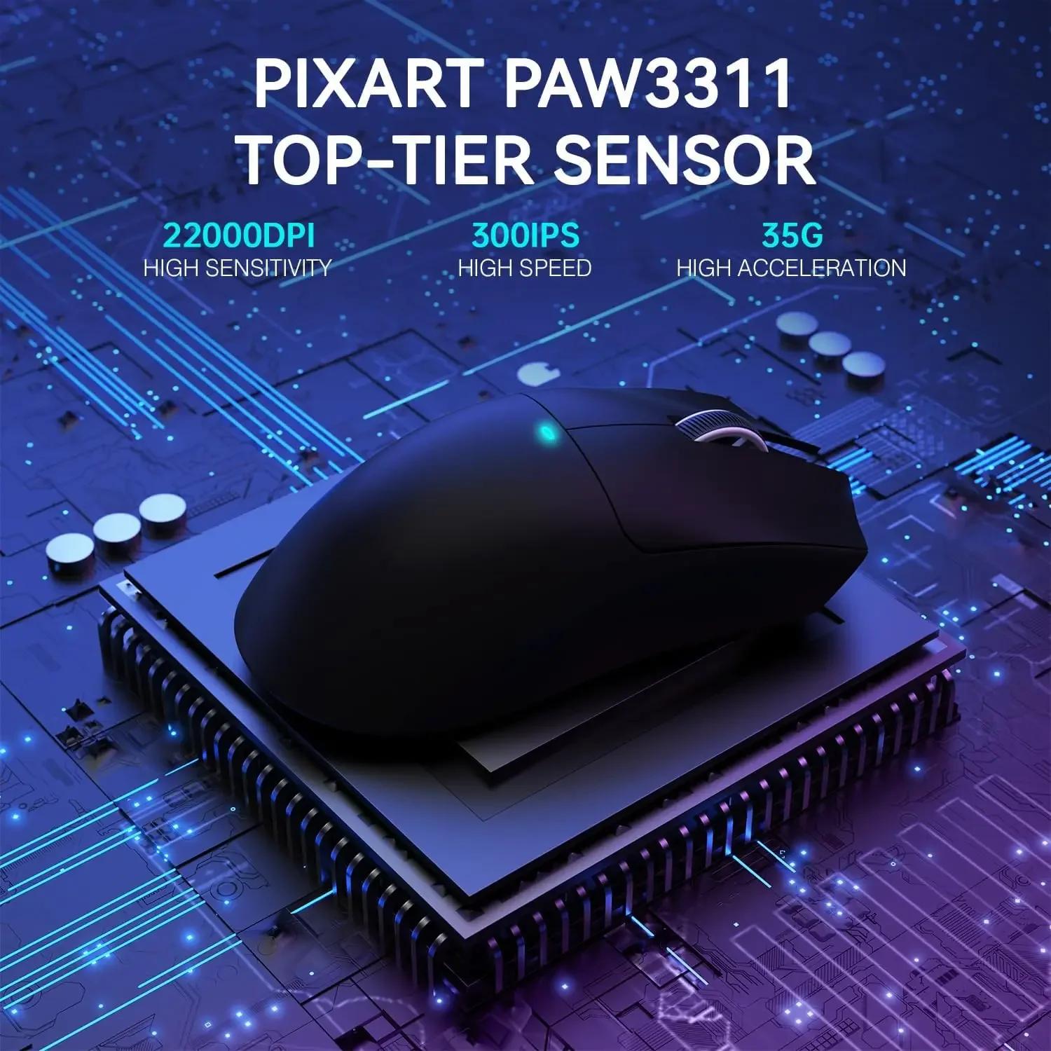 ATTACK SHARK X11 souris de jeu sans fil légère à trois modes avec station de charge RGB capteur opti