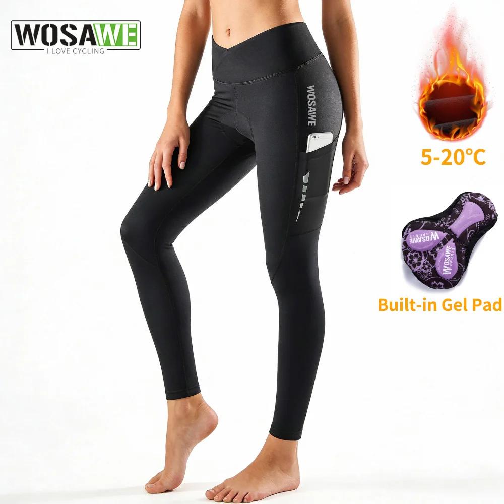 WOSAWE femmes pantalons de cyclisme coupe-vent rembourré pantalons longs hiver vtt vélo collants pan