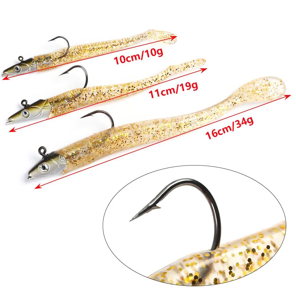 5 pièces Silicone souple lumineux poisson fou sable anguille Wobbler appât leurre de pêche avec croc