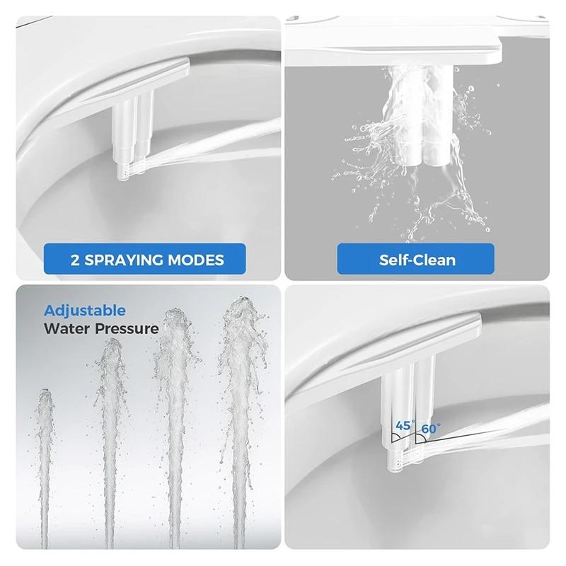 Accessoire de bidet pour siège de toilette, angle réglable, double buse, auto-nettoyant, bidet non é