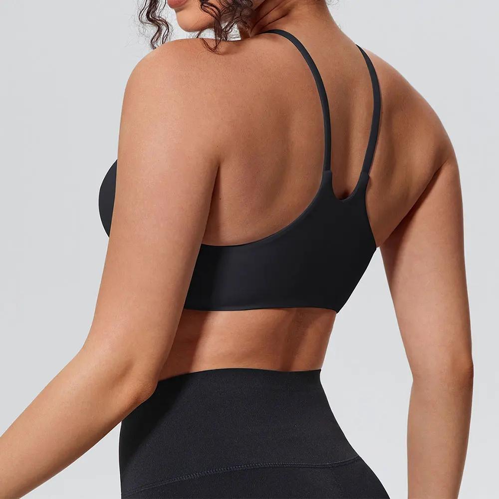Soutien-gorge de sport pour femme à bretelles croisées, antichoc, sensation seconde peau, sexy, pour