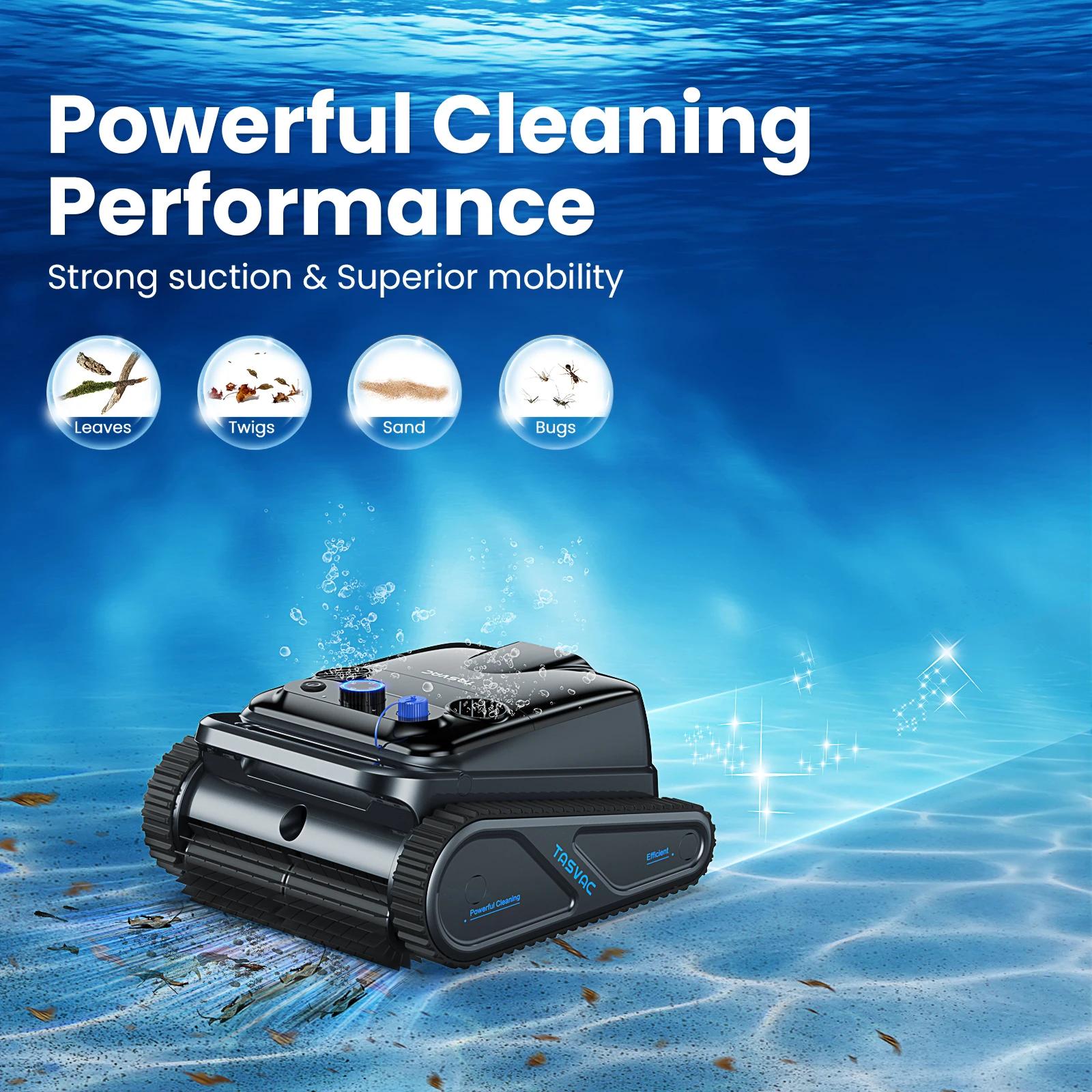 Robot nettoyeur de piscine sans fil, aspirateur de piscine pour piscines enterrées avec 4 moteurs, l