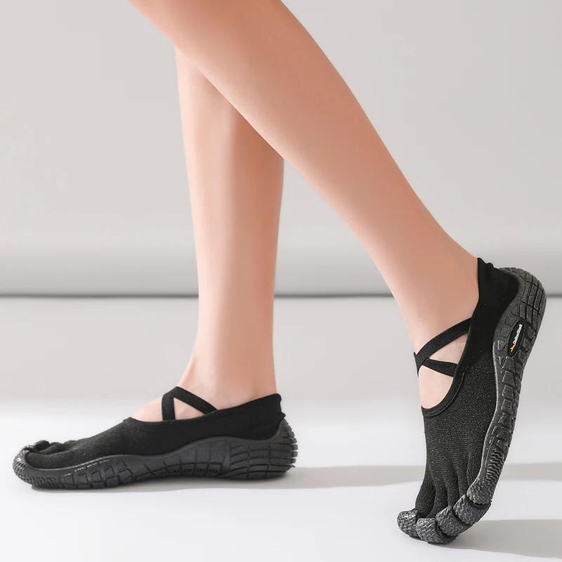 Chaussures pieds nus à cinq doigts pour femmes, baskets séparées à bout en tricot à bretelles croisé
