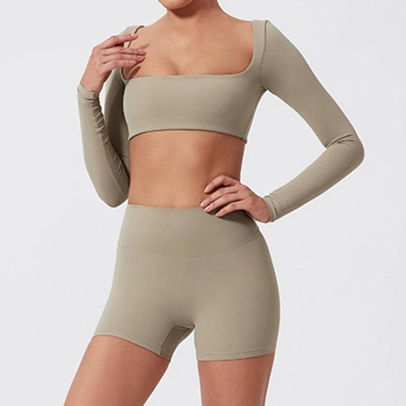 Ensemble sport femme Ctenkevet : manches longues pour running, yoga et fitness en plein air