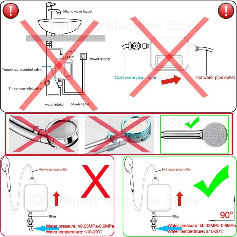Chauffe-eau électrique instantané sans réservoir 3500W, prise EU/US, 220/110V, pour robinet de salle
