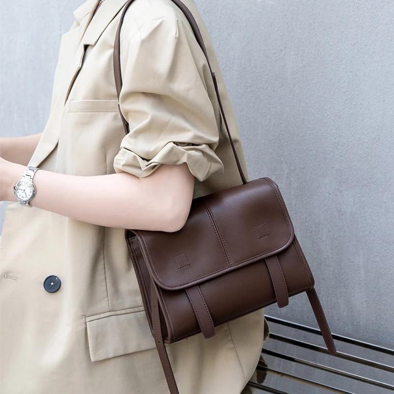 Sac Cambridge rétro en cuir véritable pour femmes, sacs à bandoulière avec sangle réglable, sacoche