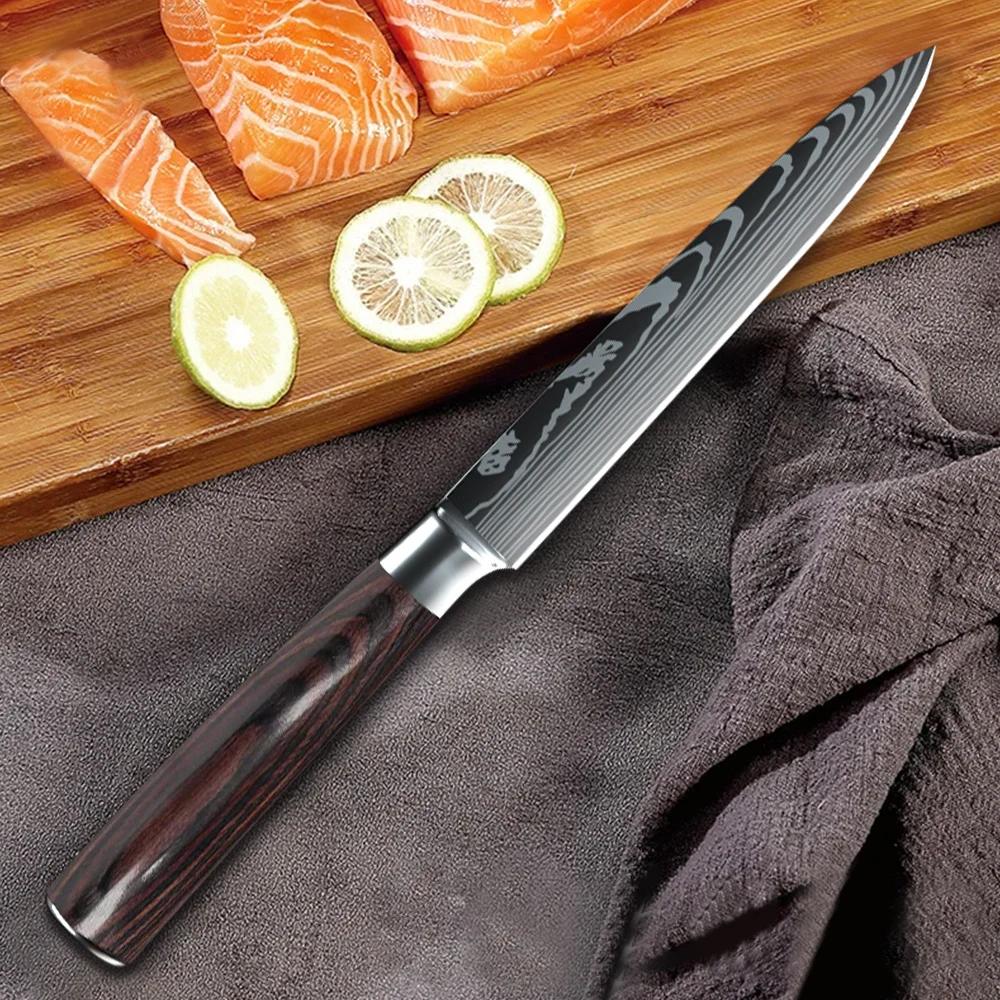 MDHAND 6 Styles couteaux de Chef de cuisine en acier inoxydable à haute teneur en carbone couteau à