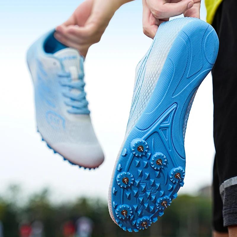 Chaussures d'athlétisme à pointes pour hommes et femmes, chaussures de course pour garçons et filles