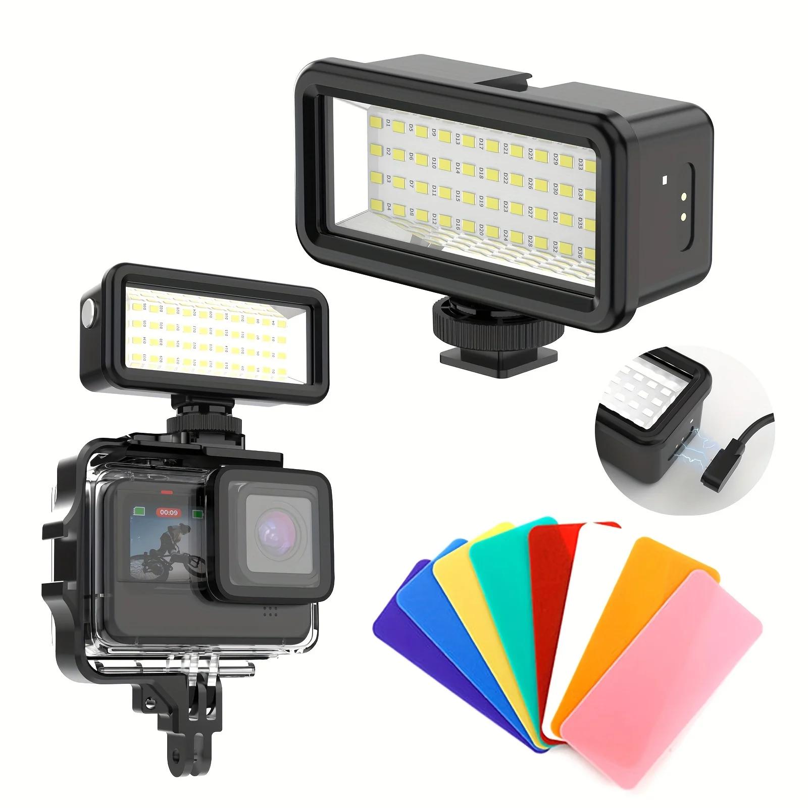 Lampe vidéo LED étanche Sheingka 40M pour plongée sous-marine, compatible GoPro Hero13 12 DJI Action