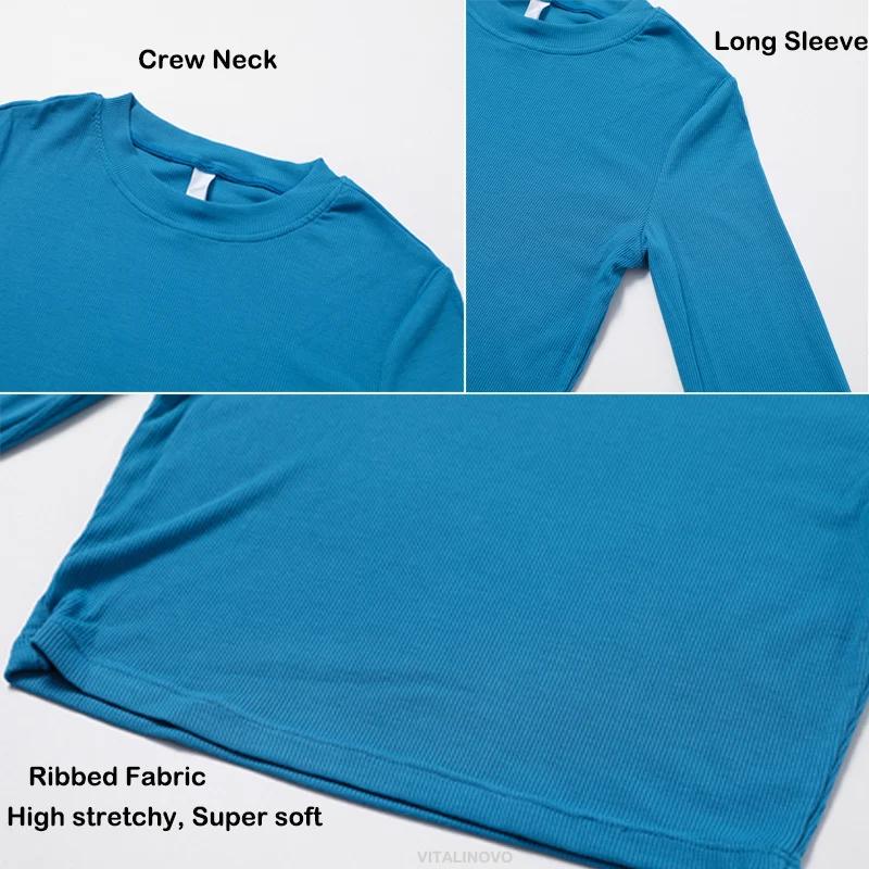ALINOCalculator-T-shirt à manches longues et col ras du cou pour femme, vêtement de sport, léger, ba