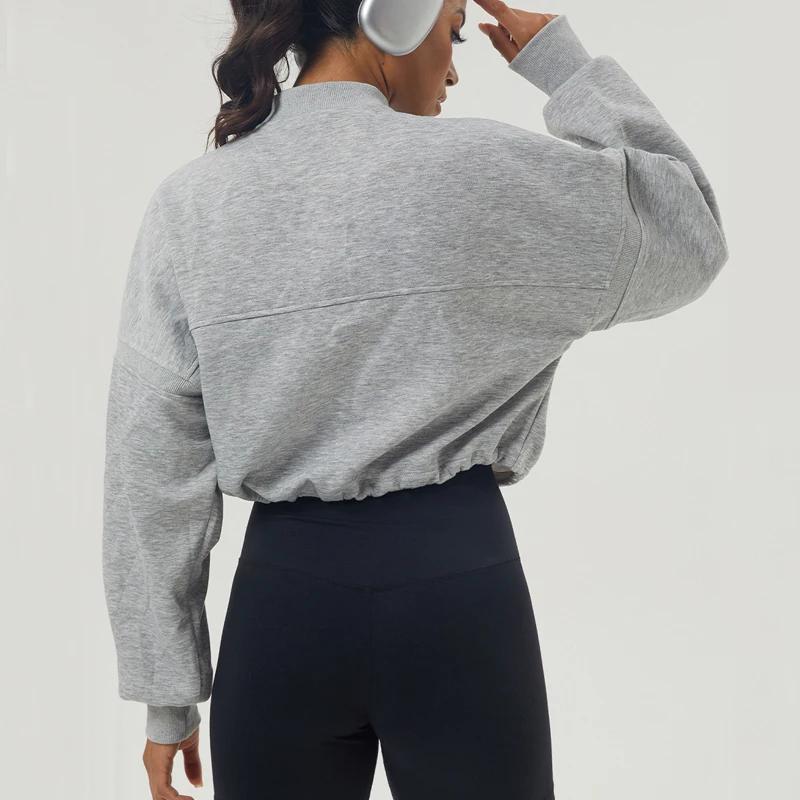 Sweat-shirt à manches longues pour femme, haut de course surdimensionné, vêtements d'entraînement fé