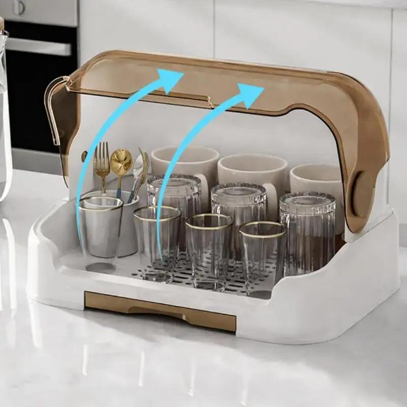 Support de séchage de bouteilles pour bébés, stockage de bouteilles anti-poussière avec plateau d'ég