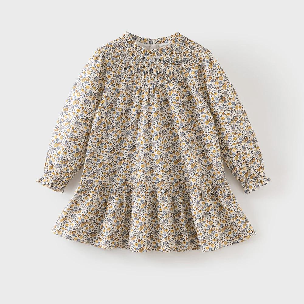 Dave Bella filles florale automne printemps robe mignonne enfants à manches longues robe de princess
