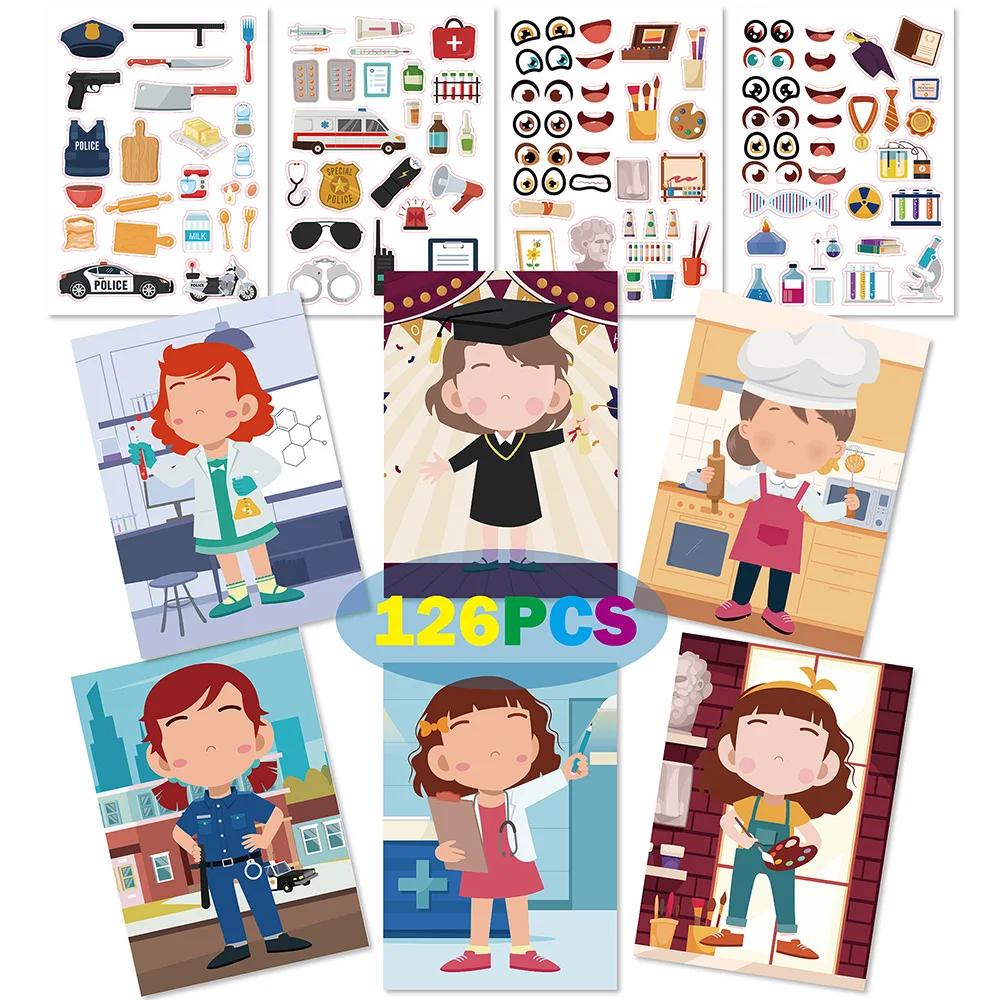 Faire un visage bricolage Animal princesse dinosaure Puzzle autocollants enfants jeux de Puzzle drôl