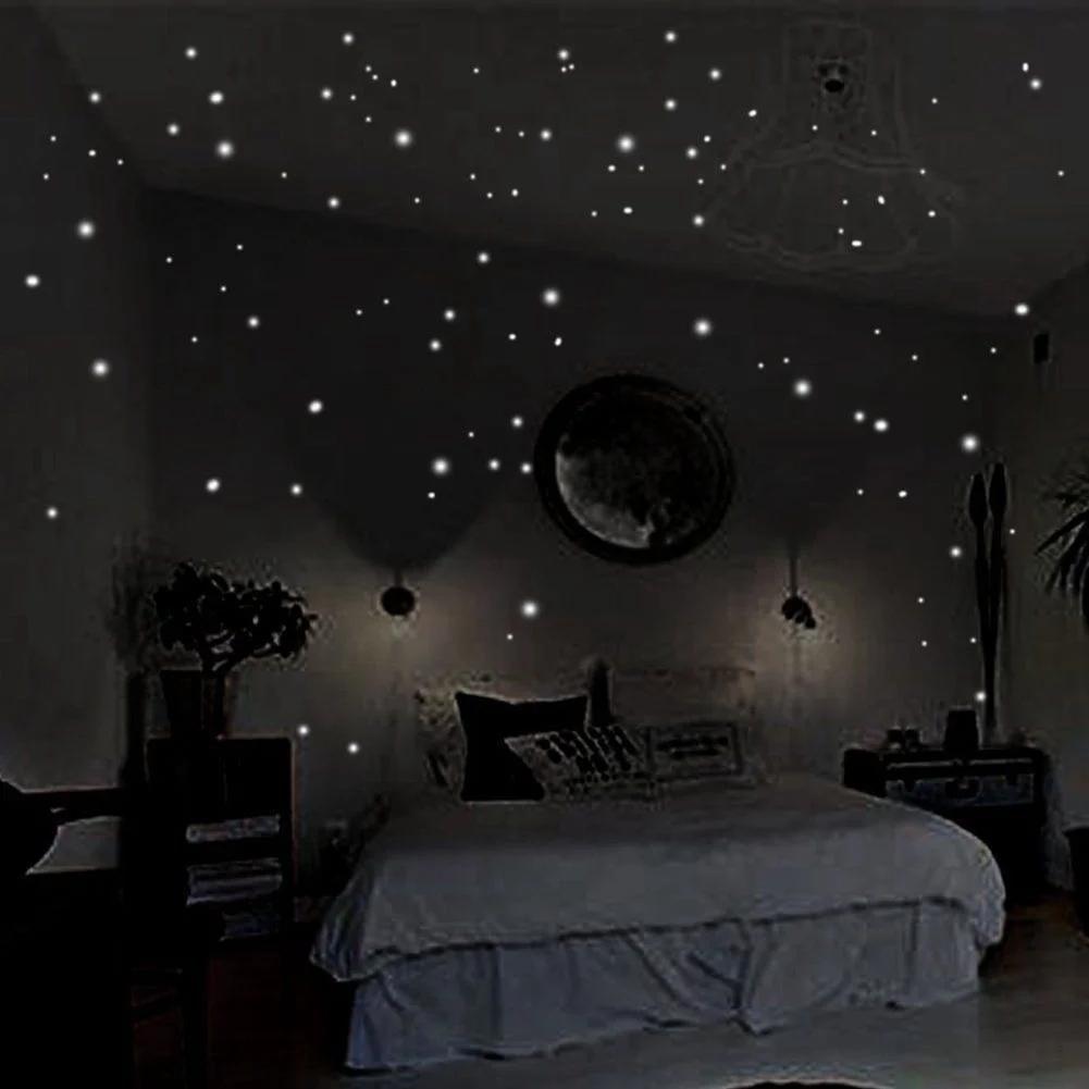 Autocollants muraux fluorescents, Point étoile lumineux 3D brillant 407 Gypsophila Bar fête, décorat