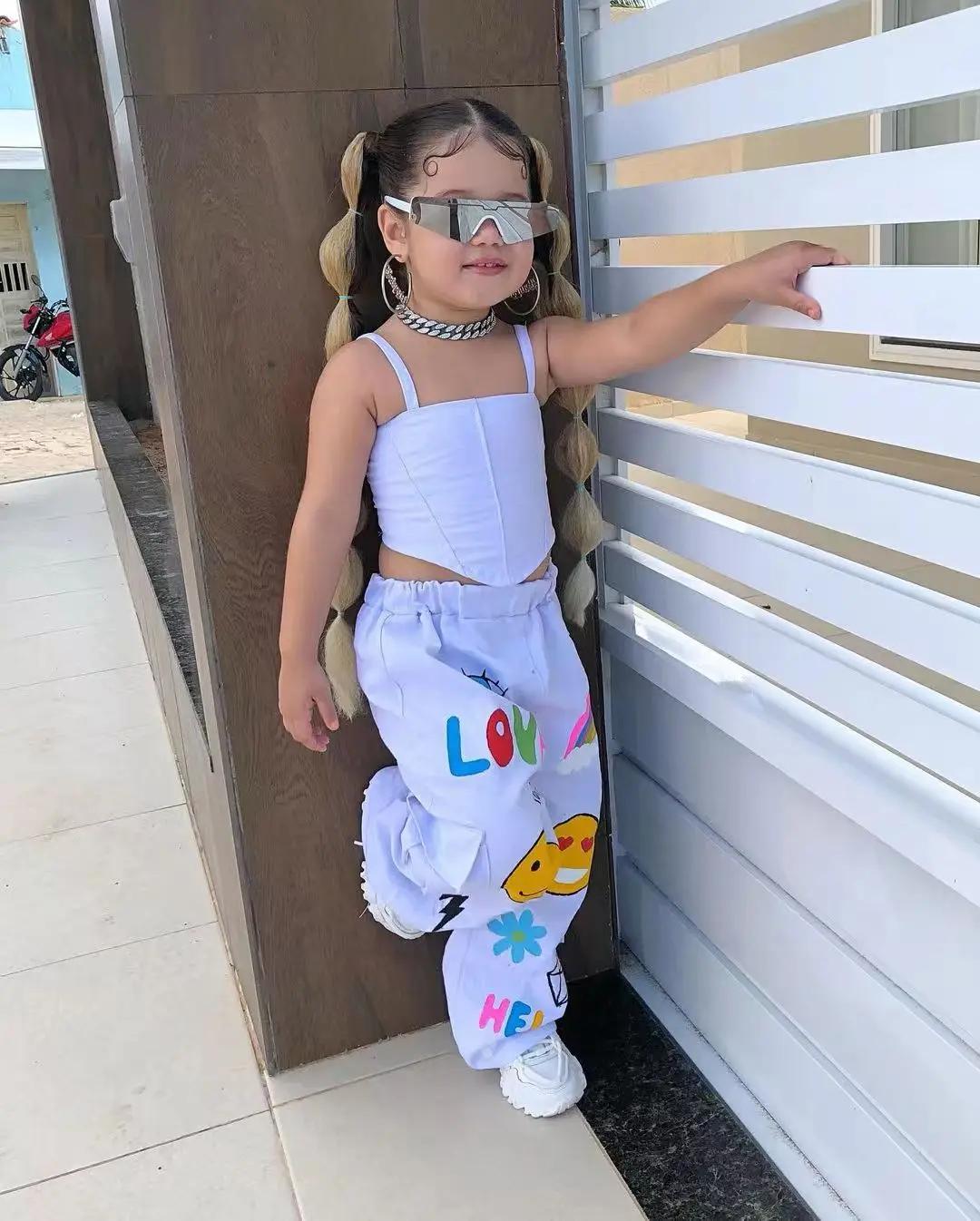 Vêtements pour enfants, ensemble 2 pièces pour filles, haut à bretelles + pantalon Long, mode pour e
