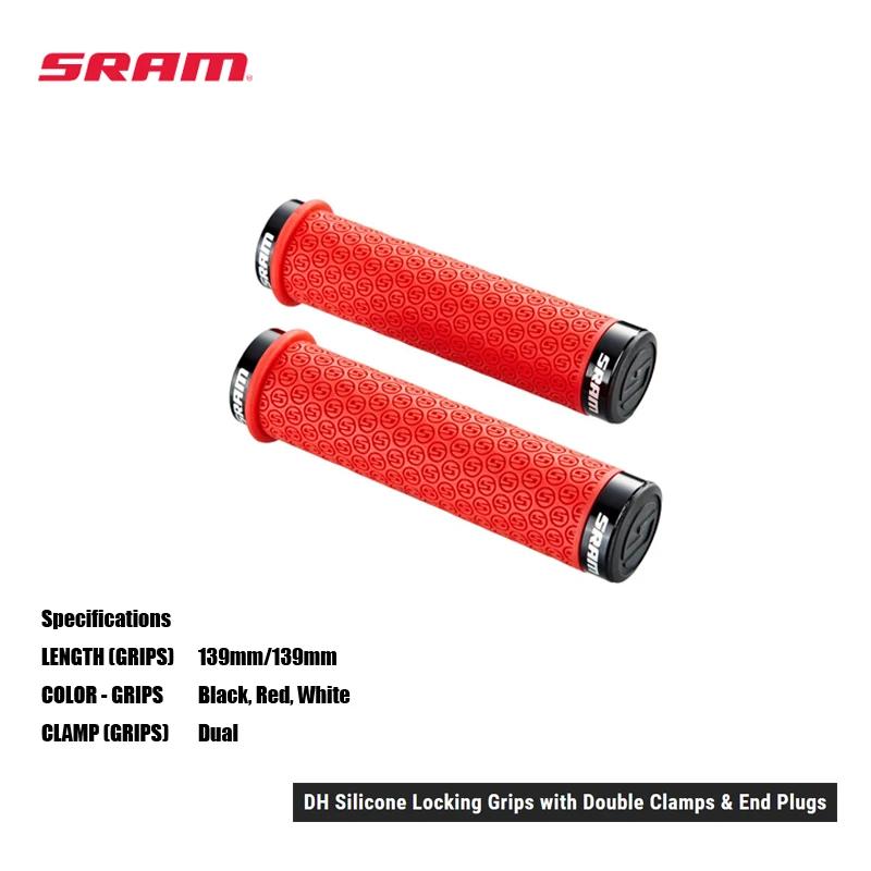 SRAM-Poignées de verrouillage en silicone DH avec double pinces et bouchons d'extrémité, double verr