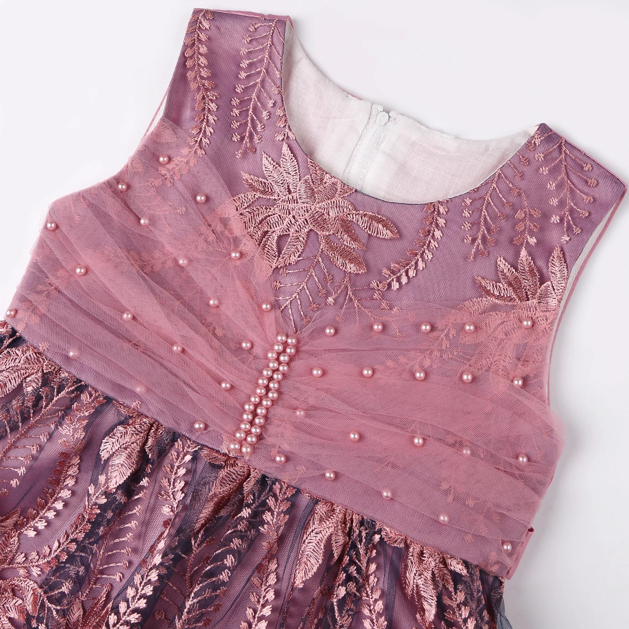 Robe Pompadour en gaze pour filles, tenue de vacances en dentelle pour enfants, tenue élégante à la