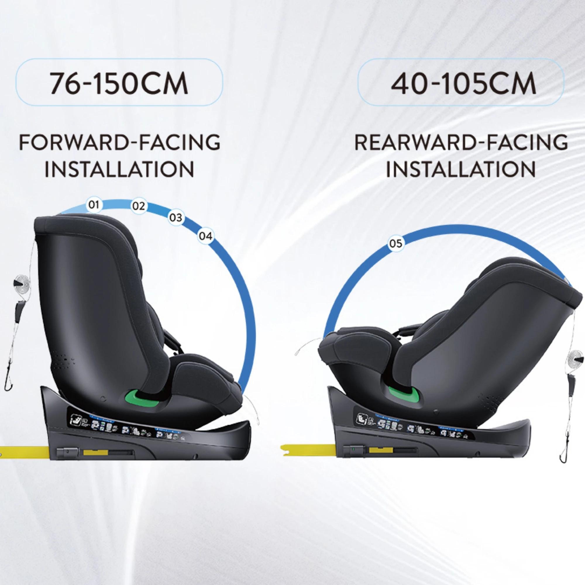 Sièges auto pour enfants avec ISOFIX pour bébé, réglables, rotation à 360°, angle réglable, 0-12 ans