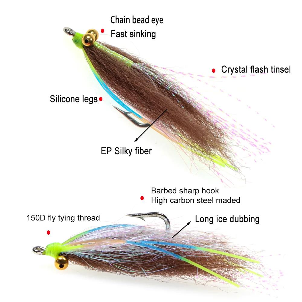 Vampfly fou doublage Charlie mouche crochet en acier au carbone évier rapide mouches de pêche pour B