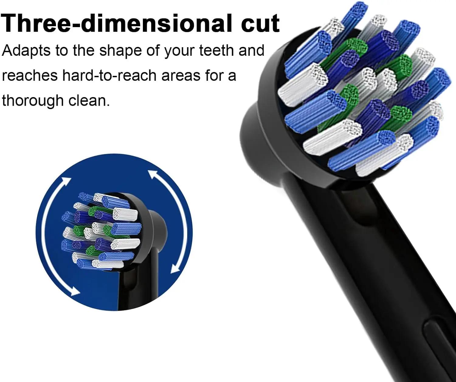 Recharge de têtes de brosse à dents croisées noires, pour Oral B Braun Pro 500/1000/1500/3000/3757/5