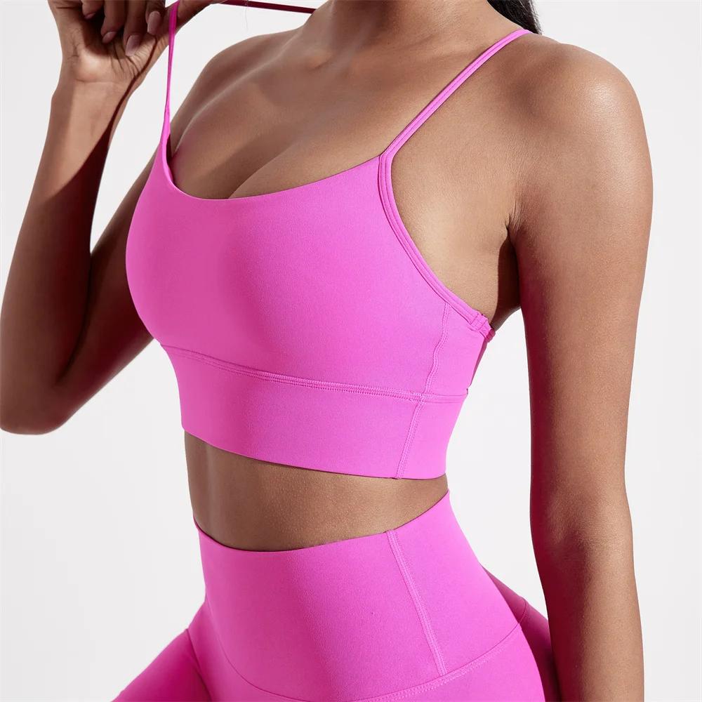 Soutien-gorge de Sport pour femmes, couleur unie, ligne en forme de Y, haut doux et serré, entraînem