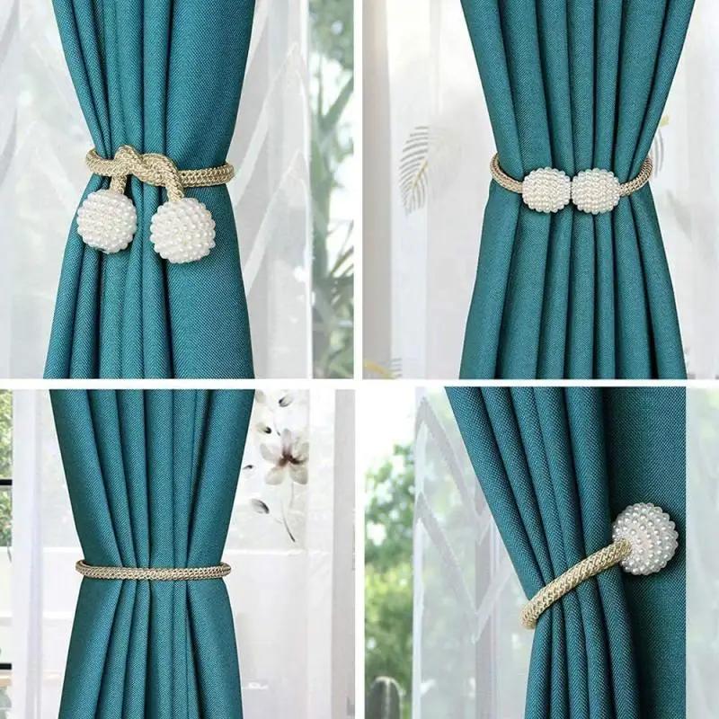 2 pièces perle magnétique rideau pince porte-rideau cravate boucle Clips suspendus boule boucle crav
