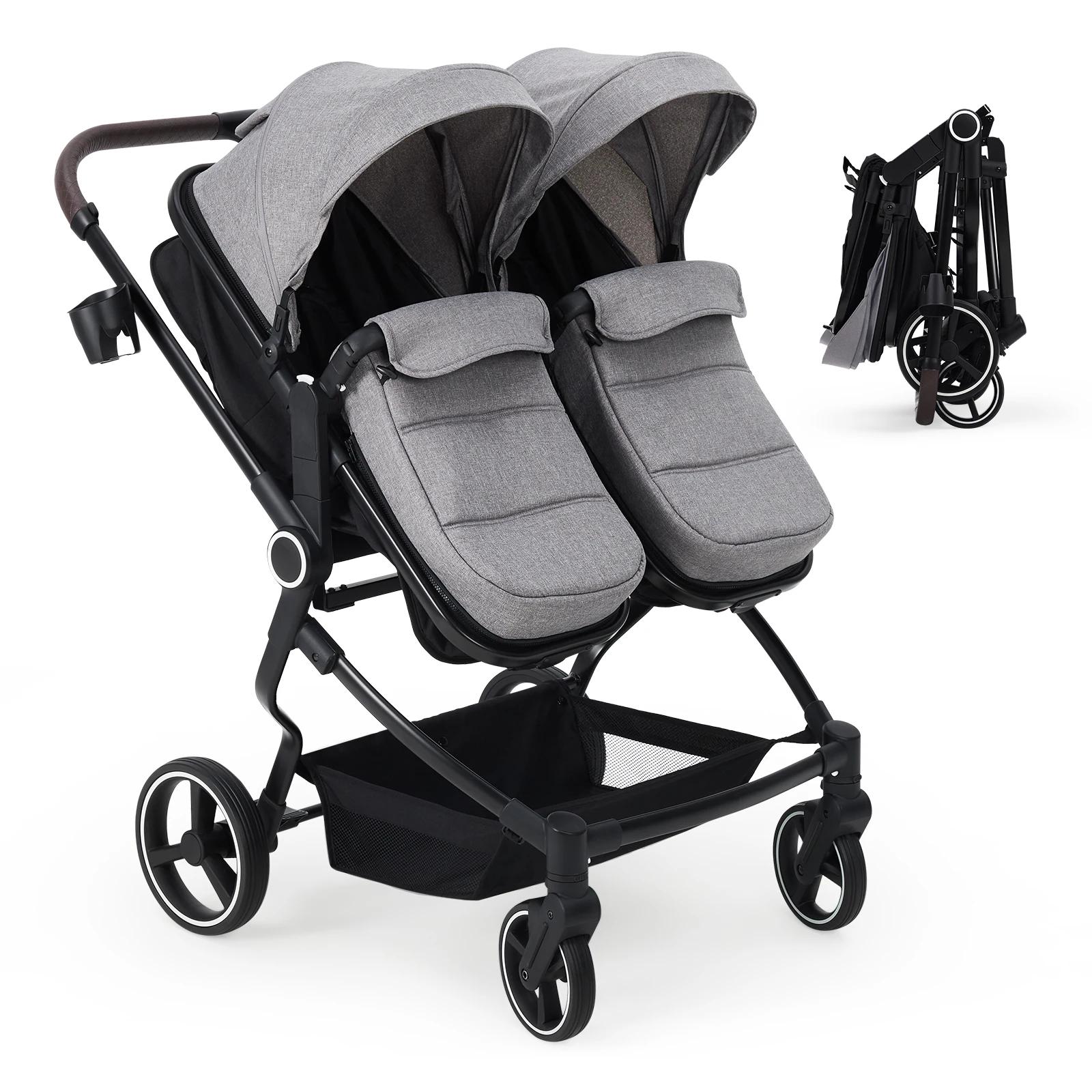 Poussette double pour nouveau-né et tout-petit, poussettes Tandem avec pli compact léger, cancline r