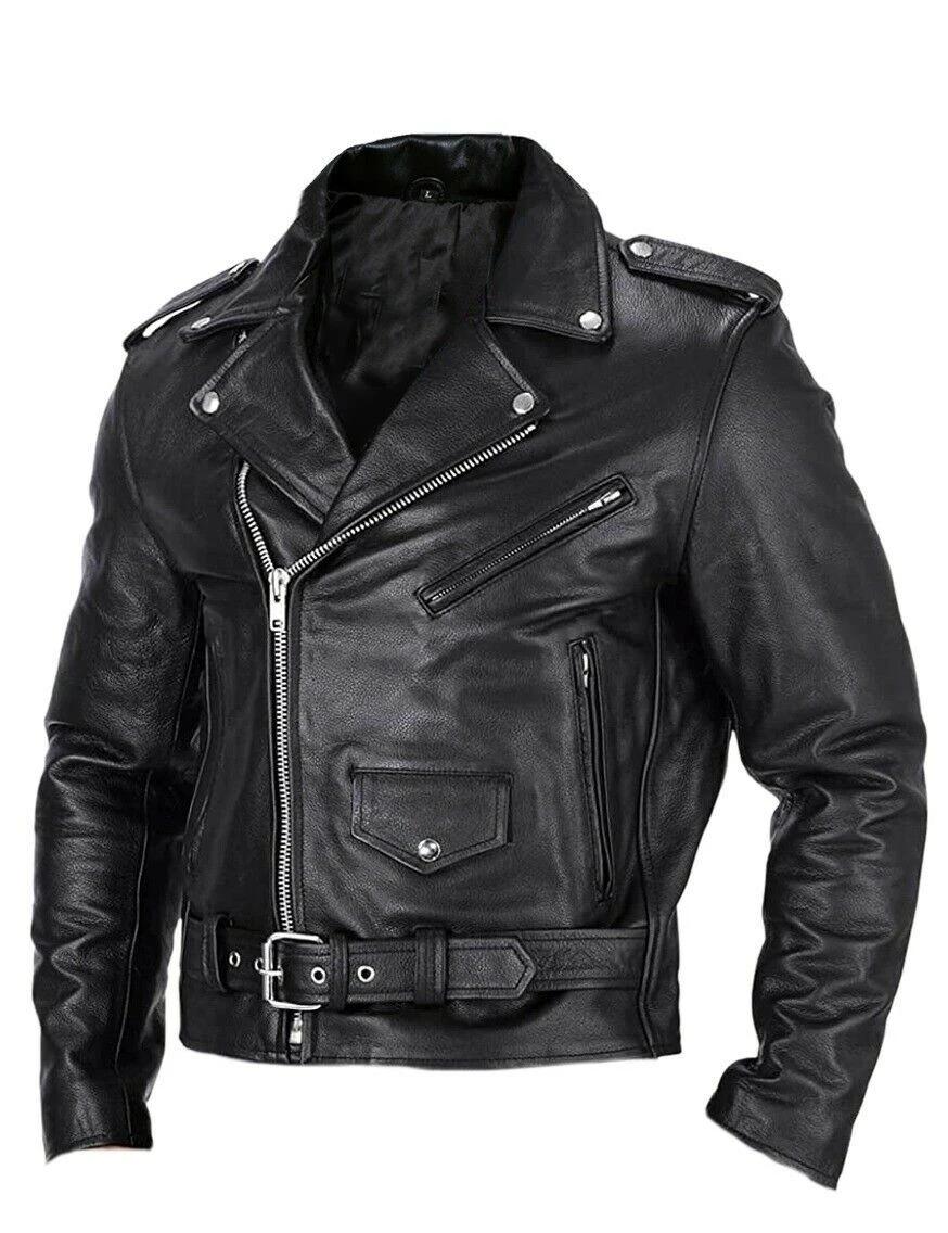 Veste en cuir PU coupe couvertes pour hommes, col montant, vestes à glissière alertes onale, revers