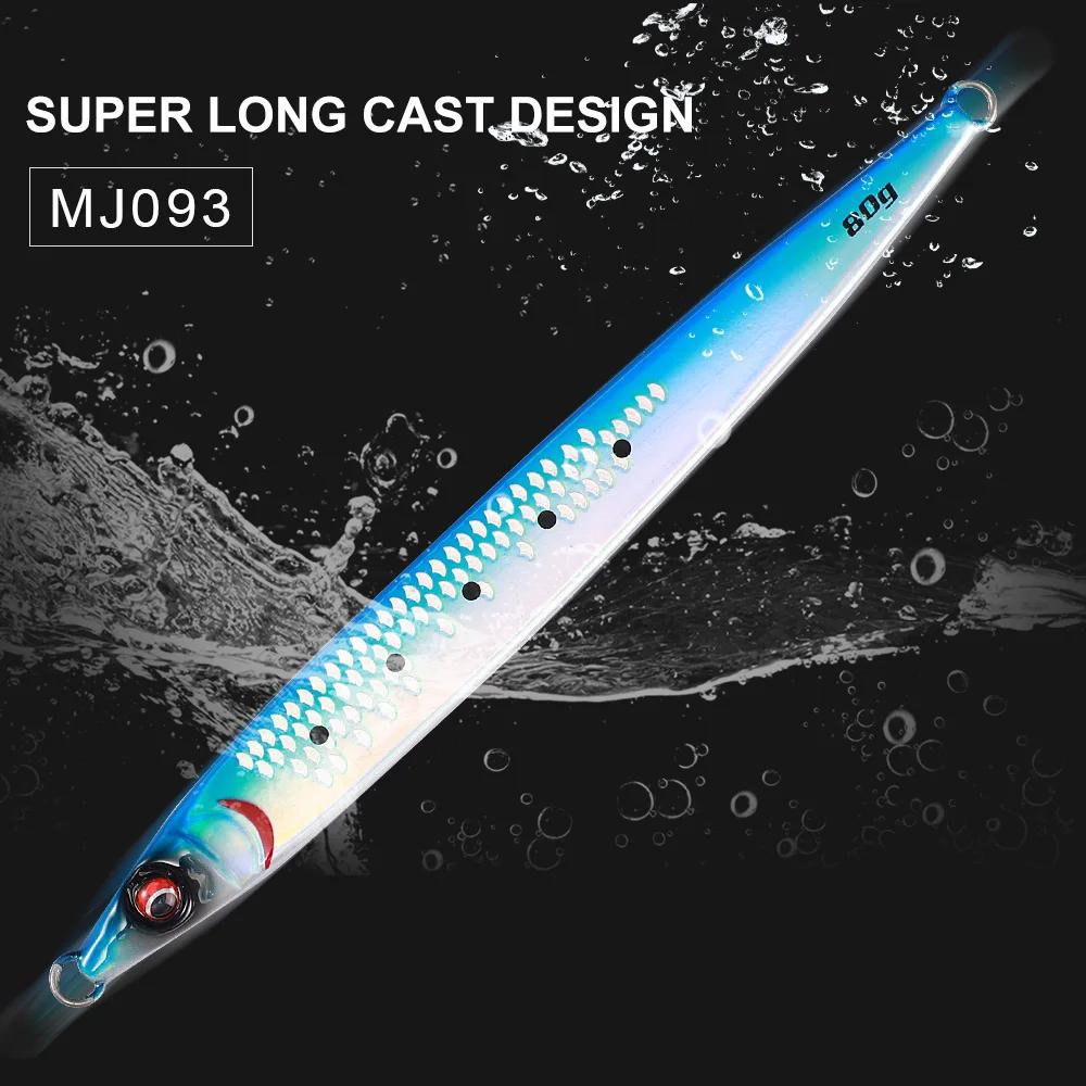 JIGGINGPRO 40g 60g 80g 100g Leurre de pêche au jigging Sardine Slider avec revêtement UV, Jig métall