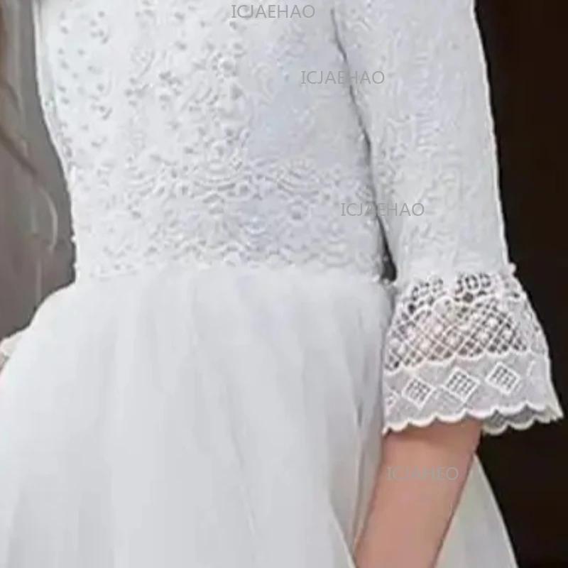 Nouvelle Robe Longue Princesse en Dentelle Blanche 2026 pour Enfants – Tenue Élégante pour Anniversa