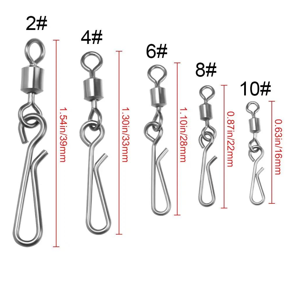 20 pièces/lot 2 # -10 # Connecteur émerillons de pêche, broche de verrouillage, pivotant à pressio