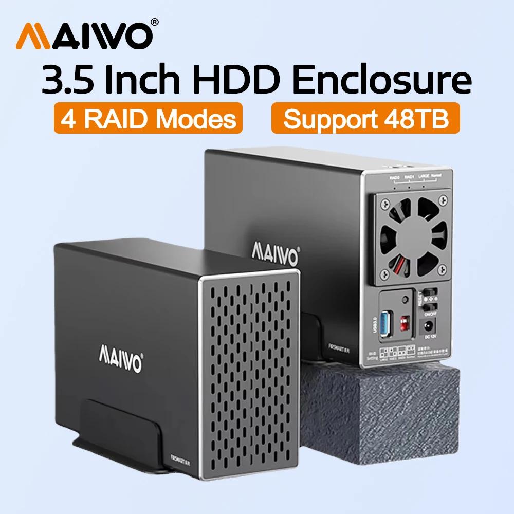 MAIWO 3.5 pouces SATA RAID HDD Station d'accueil double baie disque dur externe boîtier RAID USB3.0