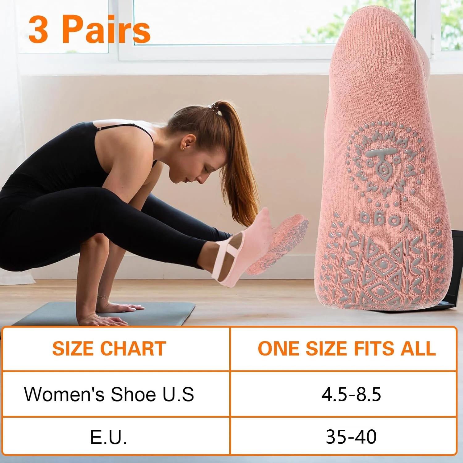 Chaussettes de Yoga Antidérapantes avec Bretelles pour Femme, Accessoire de brevde Ballet, Pilates,
