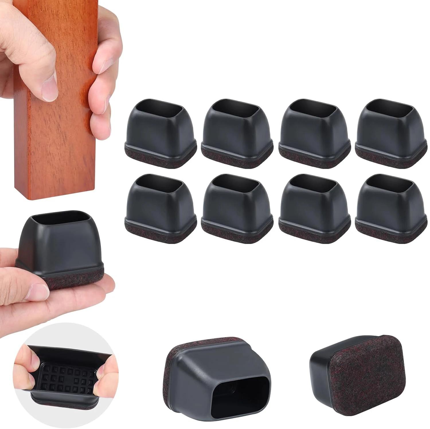 Capuchons de sol en Silicone pour pieds de chaise, 8 pièces, protecteurs rectangulaires avec embouts
