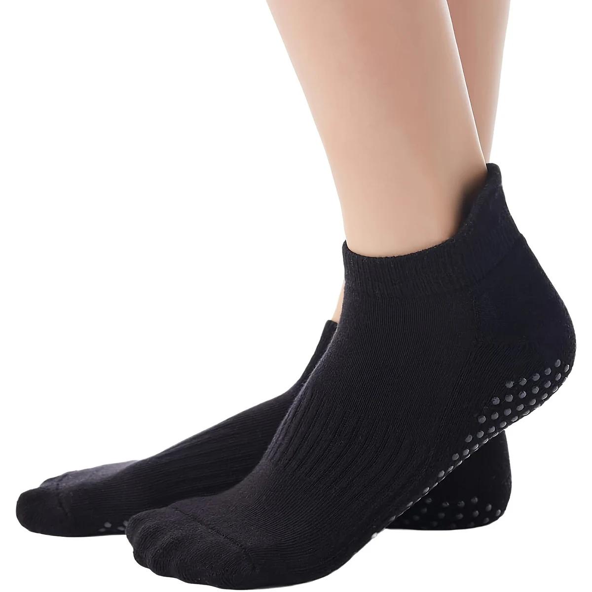 Chaussettes pilates antidérapantes femme - Chaussettes yoga coton fitness gymnastique danse ballet