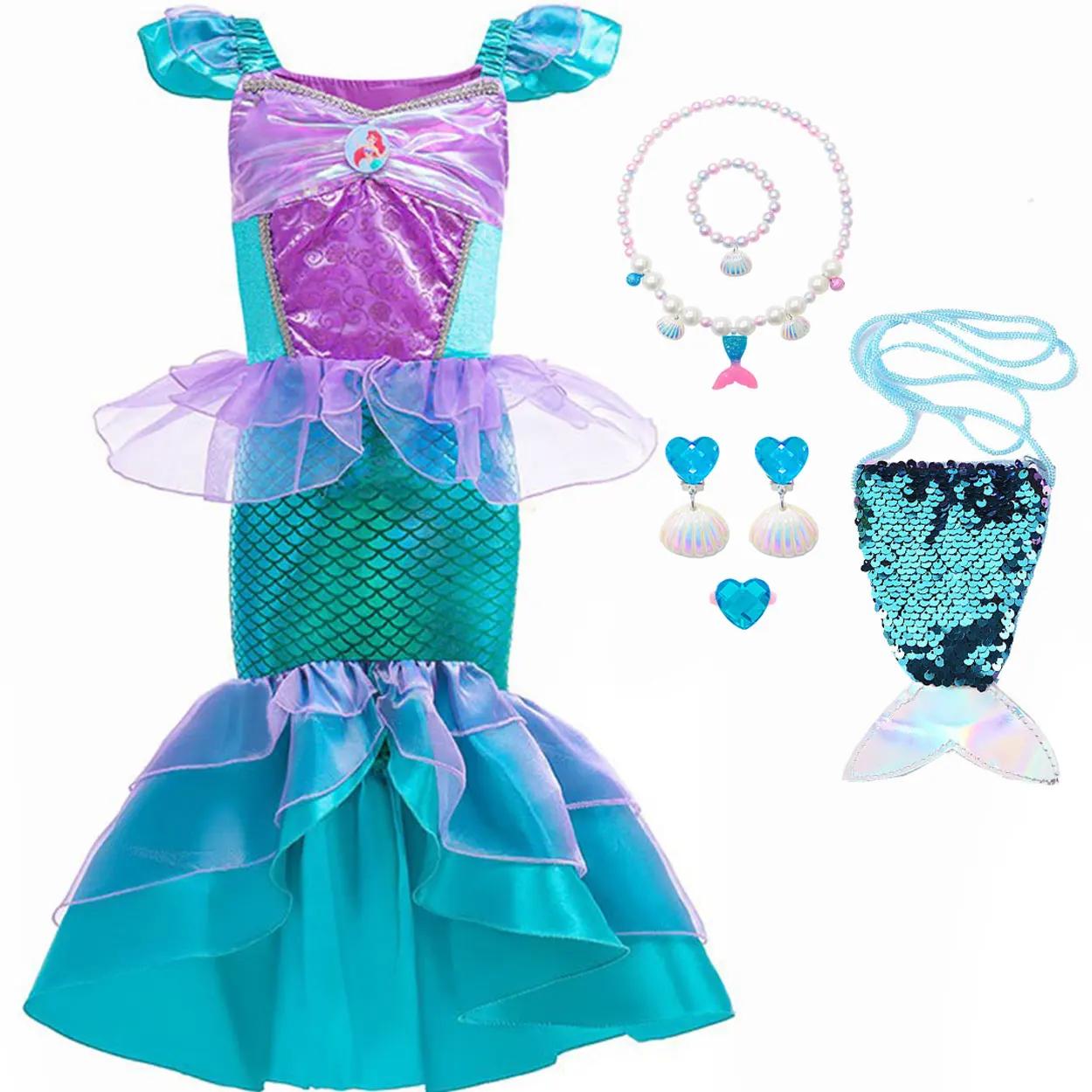 Costume de princesse Ariel de la petite sirène pour Halloween, robe pour filles, Cosplay, robe de si