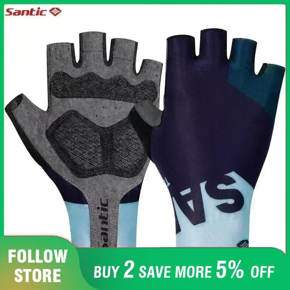 Santic gants de cyclisme été vtt vélo route équitation demi doigt gants Absorption des chocs doigt c