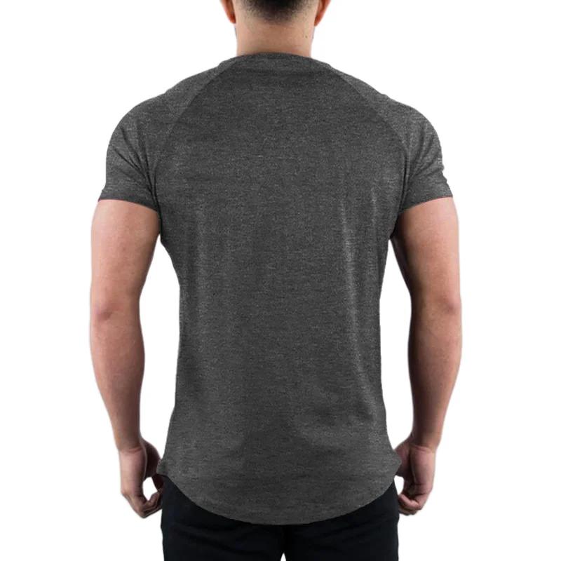 T-shirt de gymnastique en coton pour hommes, vêtements de Fitness d'été, col rond, manches courtes,
