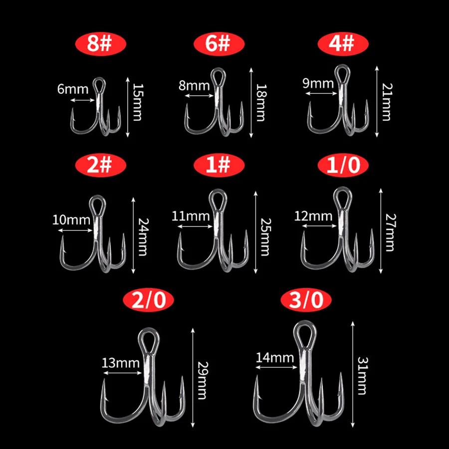 20 pièces hameçons triples 6x hameçon de pêche solide pour grand jeu Bluefish saumon Kingfish 3/0 #