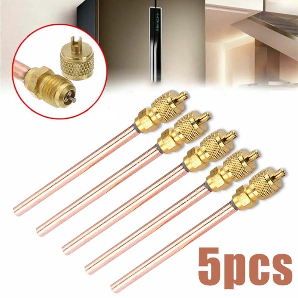Valves d'accès de réfrigération pour climatiseur, 5 pièces, 6mm OD, Tube en cuivre, pièces de rempli