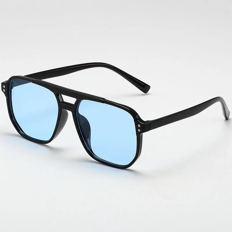 Lunettes de soleil carrées rétro pour femmes et hommes, lunettes de soleil polygonales noires vintag