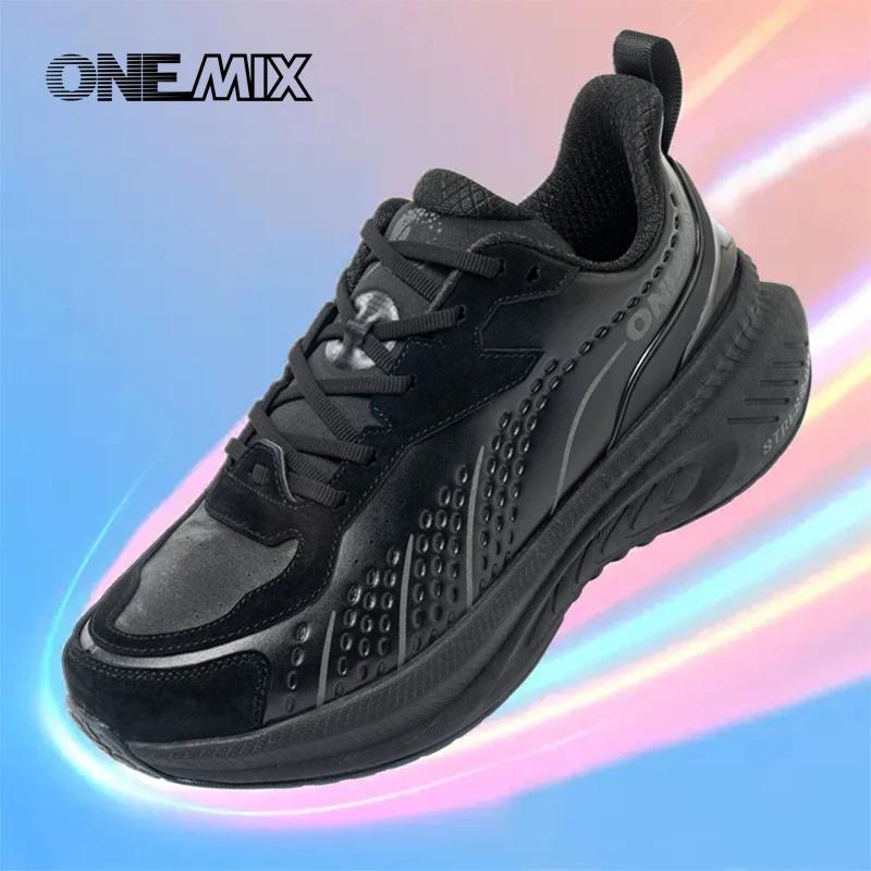 ONEMIX chaussures de course d'hiver pour hommes chaussures de Sport chaudes en cuir résistant à l'us