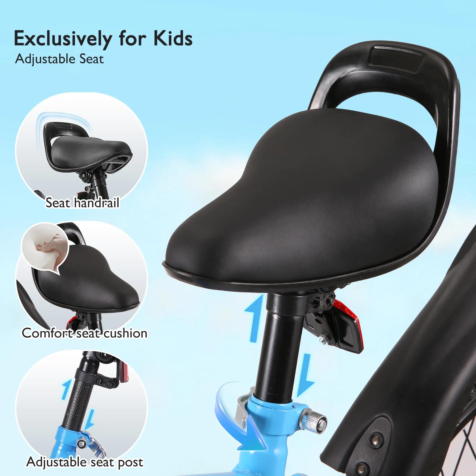 Vélo de 18 Pouces pour Enfant Fille et Garçon, Bleu, avec Roues d'Entraînement, pour les 5 à 10 Ans