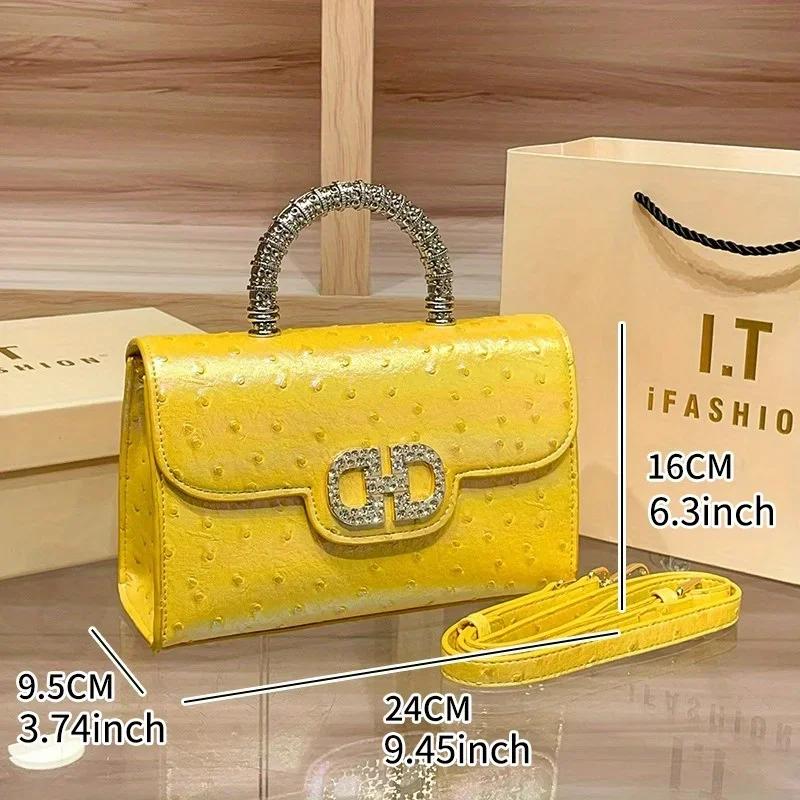 Nouveau sac à main sous les bras à motif d'autruche pour dames, sac à bandoulière léger de luxe incr