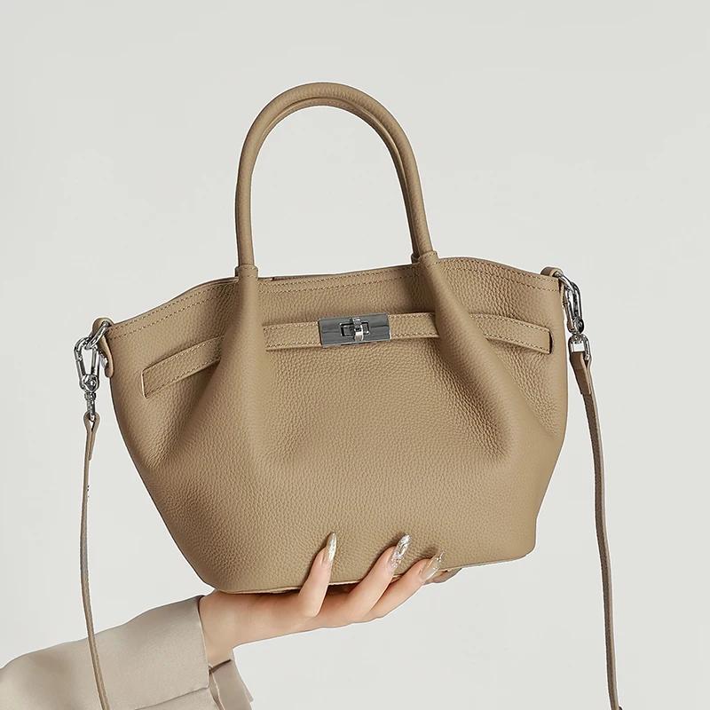 Sac seau en cuir véritable pour femmes, sacs à main de luxe de créateurs, sac bandoulière en cuir pl