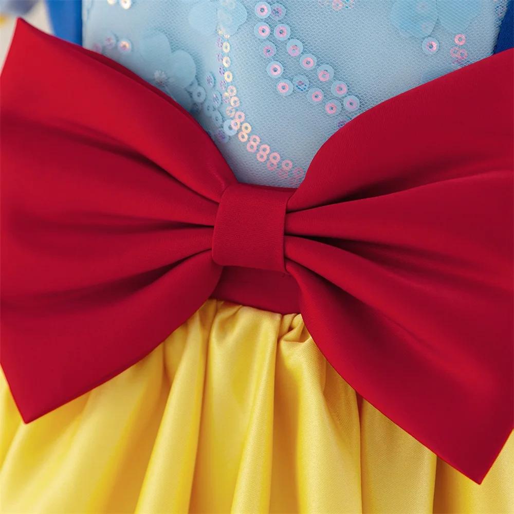 Robe de princesse blanche-neige pour filles, 2 pièces, jaune la reine des neiges, Tutu, robes de fêt